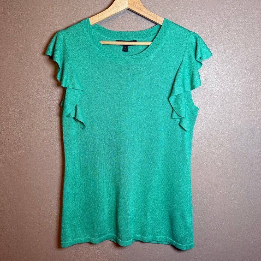 Banana Republic Sleeveless Ruffle Sweater Short Sleeve Green Top Size Medium - Picture 3 of 15